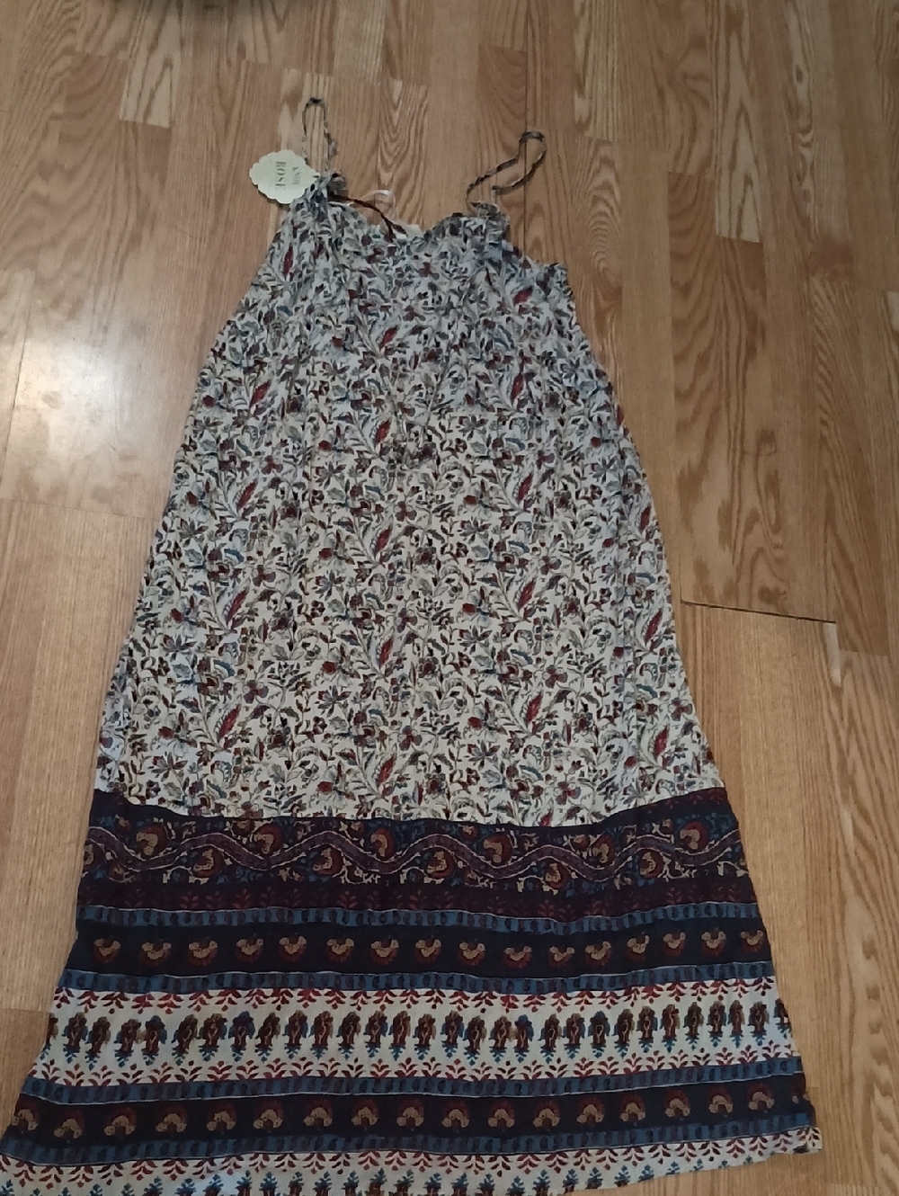 NWT Knox Rose Cream Maxi Dress with Navy and Burgundy Print